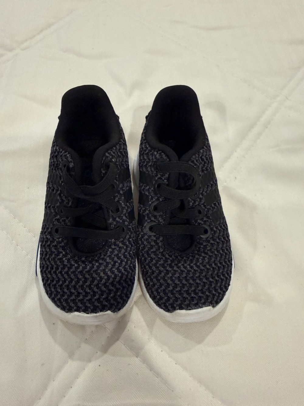 adidas Kids Black Knit Lace-Up Sneakers with White Soles